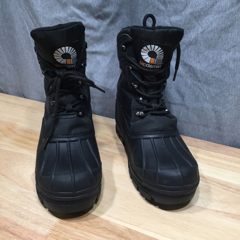 Akademiks‎ Mens Snow Boots Winter Duck Boot Lace Up 8 Black Excellent